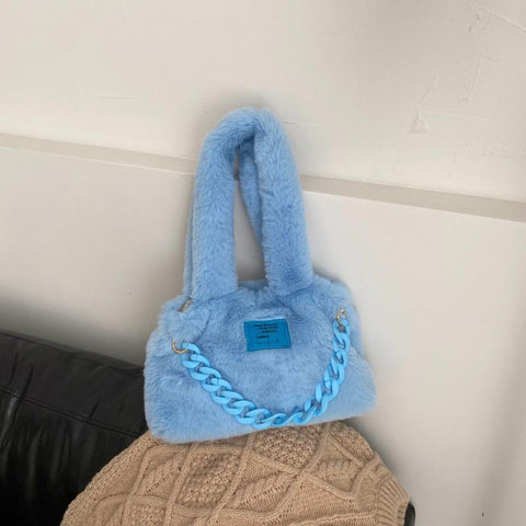 Winter Trend Designer Fashion Small Soft Faux Fur Kawaii Handbags-BS00119-Veeddydropshipping