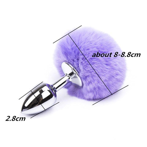 Anal Plug Stainless Steel Silicone Bunny Tail Erotic Dildo Sexo Butt Plug Tail  -BH01306-Veeddydropshipping
