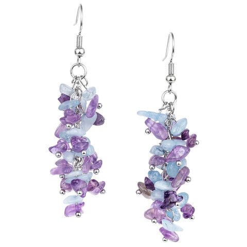 Stone Drop Earrings Healing Aquamarine Jewelry For Women -JW01431-Veeddydropshipping