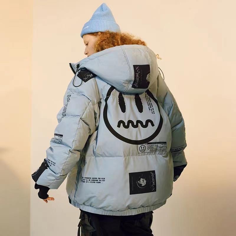 Down Jacket Little Devil Smiley Print Letter Hip Hop-Veeddydropshipping