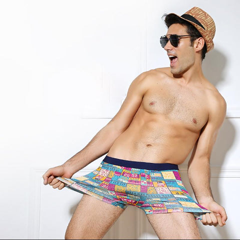 Men Modal Boxers Fashion Printed Student Cartoon Print Boxer Shorts Male-MF01712-Veeddydropshipping
