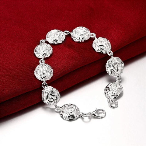 Rose flower 925 Sterling Silver rings Bracelets necklacesearrings Jewelry set  -JW00234-Veeddydropshipping