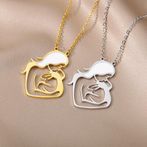 Pendants Necklace Child Pregnant Heart Stainless Steel  Jewelry-JW01222-Veeddydropshipping