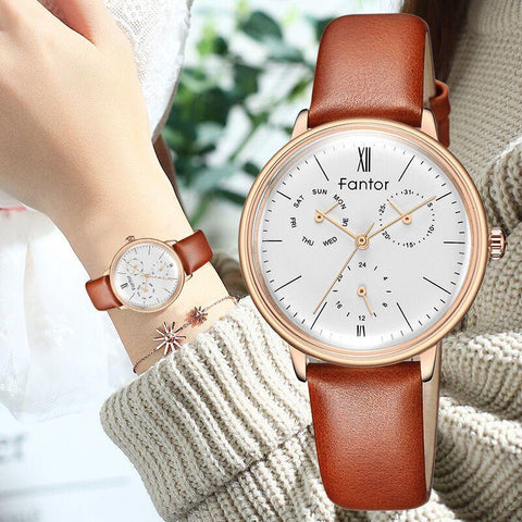 Luxury Leather Ladies Watch Woman Quartz Wristwatch-JW00985-Veeddydropshipping