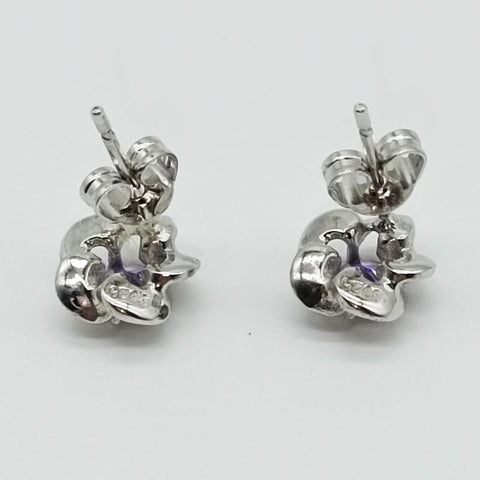 925 Silver Flower Stud Earrings Purple Swiss Diamond Jewelry  -JW00278-Veeddydropshipping