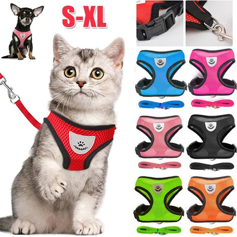 Cat Dog Harness with Lead Leash Adjustable Vest-HA01368-Veeddydropshipping
