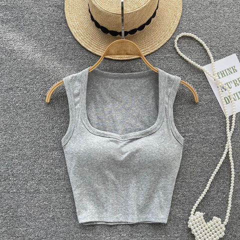 Women Sexy Low-Collar Sleeveless Camisole Tank Tops-WF00324-Veeddydropshipping