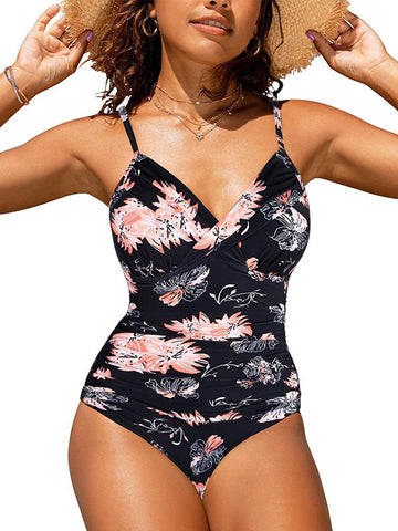 One Piece Swimsuit Women 2023 Mujer Solid Cross Leopard Large Size Female Swimwear -OS00094-Veeddydropshipping