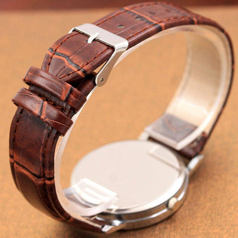 Clock Men Minimalist Dial Elegant Pointers quartz Watch Leather Belt Male -CE00767-Veeddydropshipping