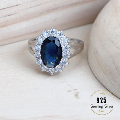 Silver 925 Blue Zirconia   Necklace Earrings Rings Bracelets Pendant Set -JW00194-Veeddydropshipping