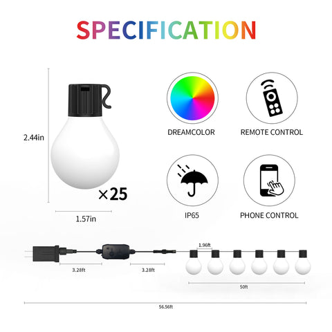 G40 Globe Outdoor LED String Lights DIY Shatterproof Bulbs Waterproof for Patio-TI00921-Veeddydropshipping