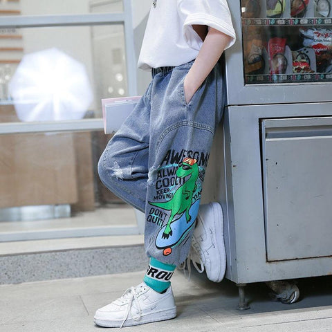Jeans for boys Teenage Children Jeans Elastic Waist Denim Pants-TB01273-Veeddydropshipping