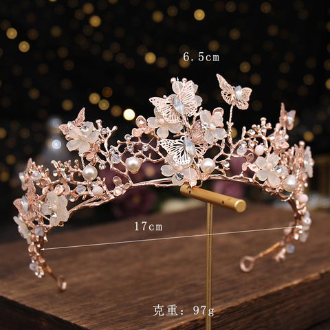 Tiara Butterfly Hairband Wedding Hair Accessories Princess  -JW00511-Veeddydropshipping