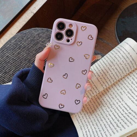 For iPhone 13 11 12 14 Pro Max XS XR 8 Shockproof Silicone Love Heart Case Cover-PA00135-Veeddydropshipping