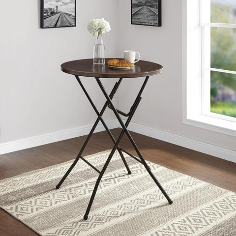 Mainstays Walnut Round Wooden Folding Table-HA01623-Veeddydropshipping