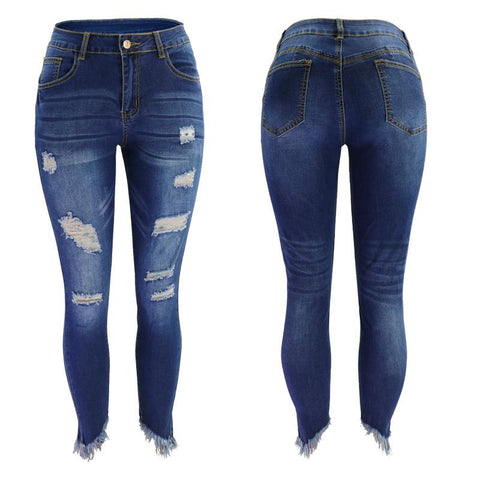 Ripped Women&#39;s Denim Jeans 2022 Autumn New Skinny Jeans-TB01253-Veeddydropshipping