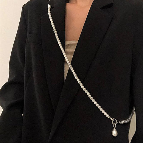 Statement Pearls Long Necklace For Women Big Pendant Jewelry-JW01235-Veeddydropshipping