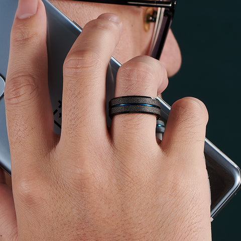 Carbide Wedding Rings for Men Bule Engagement Charm Jewelry -JW00407-Veeddydropshipping
