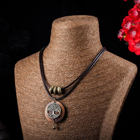 Chokers Necklaces Vintage Jewelry  Design Wooden Pendants-JW01261-Veeddydropshipping