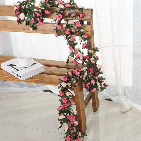 Rose Artificial Flowers Christmas Garland-HA00715-Veeddydropshipping