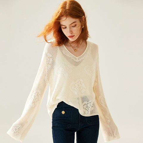 Long Sleeve Knitted Women Sweaters V-Neck Clothes-WF00074-Veeddydropshipping