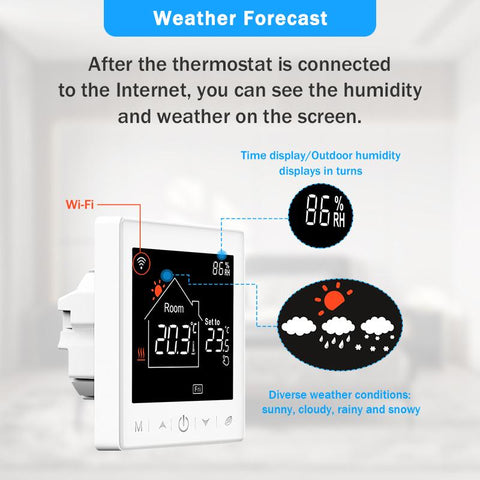Tuya WiFi Smart Thermostat Touch Screen Electric Floor Heating Cable-TI01048-Veeddydropshipping