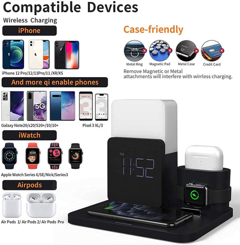 15W 3 in 1 Qi Wireless Charger for iPhone 14 iWatch Charger Desk Lamp -CE00141-Veeddydropshipping