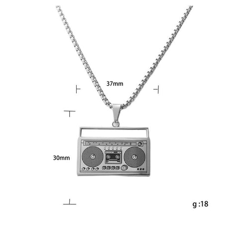 Hip Hop Cassette Necklace Vintage Stainless Steel Men Necklace-JW01295-Veeddydropshipping