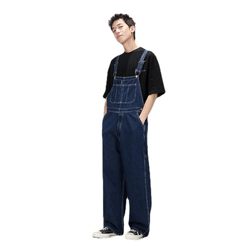 Japanese Fashion Bib Straight Denim Overalls Cargo Jeans-MF00671-Veeddydropshipping