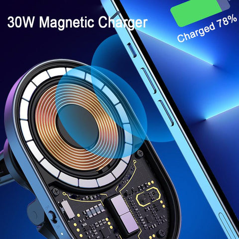 30W For MagSafe Portable Qi Car Wireless Charger-PA01105-Veeddydropshipping