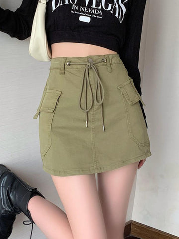 Denim Mini Cargo Skirts Women-Veeddydropshipping