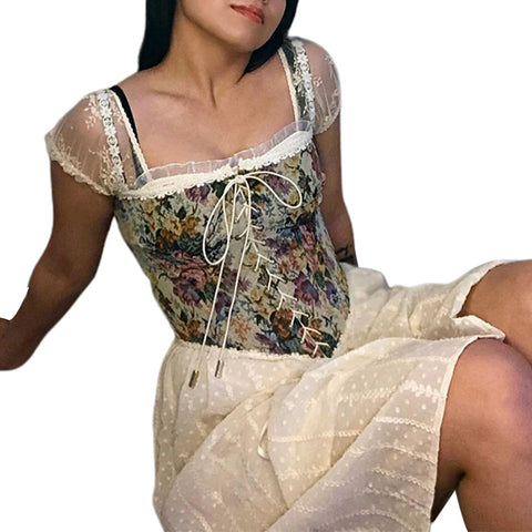 Women’s Tanks Vintage Jacquard Sexy Boat Neck Corset-WF00252-Veeddydropshipping