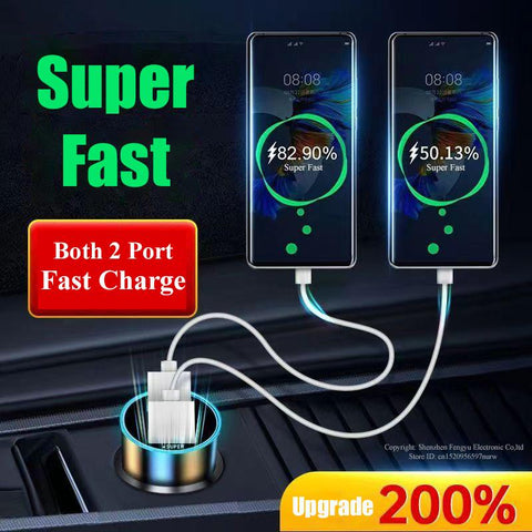 2 Port Super Fast USB Car Charger for iPhone 14 Pro Max 13 12 11 Oneplus-PA00053-Veeddydropshipping