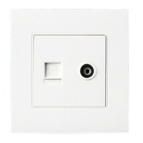 White 86 type PC panel Network cable TV computer network wall outlet socket -CE00247-Veeddydropshipping