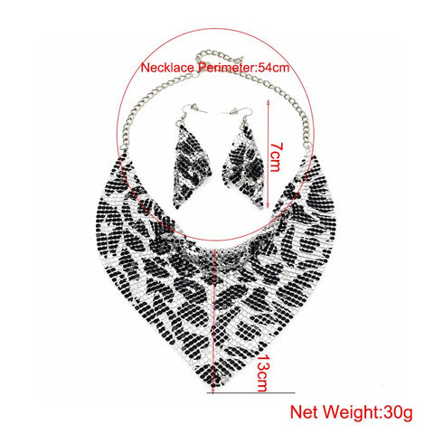 Metal Slice Bib Choker  Wedding Fashion Jewelry Sets -JW00348-Veeddydropshipping