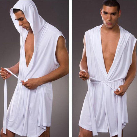 Hooded Sleeveless Sexy Thin Bathrobe Pijama Hombre Comfortable-MF01620-Veeddydropshipping