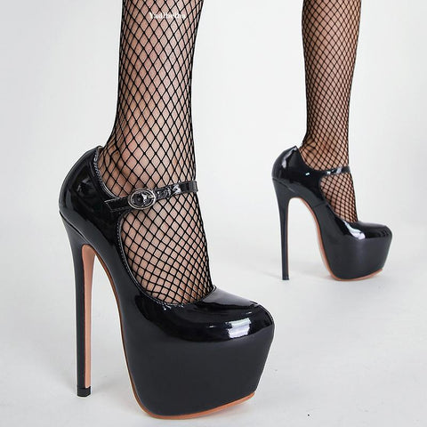 Platform Stiletto Women Sandals Ankle Strap High Heels Patent-BS00880-Veeddydropshipping