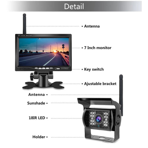 7Inch Monitor Wireless Rear View Backup Camera Night Vision System for Car RV-AM00688-Veeddydropshipping