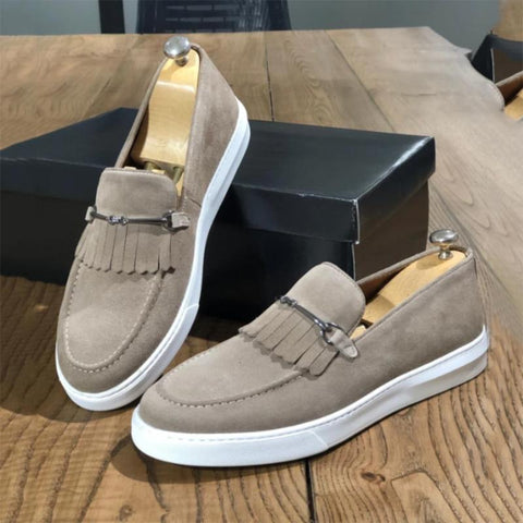 Brown Gray Yellow  Faux Suede Shoes for Men with Free-BS01393-Veeddydropshipping