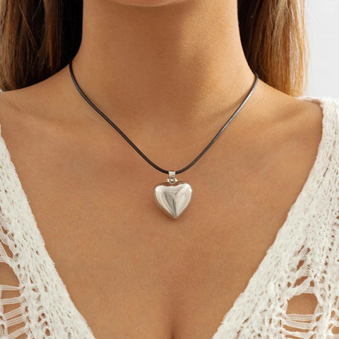 Leather ecklace for Women Simple Love Heart Pendant -JW01178-Veeddydropshipping