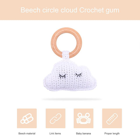 1pc Baby Wooden Rattle Crochet Clouds Gym Play For Kid Mobile Bed-TB00544-Veeddydropshipping
