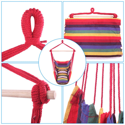 Distinctive Cotton Canvas Hanging Rope Chair-HA01696-Veeddydropshipping