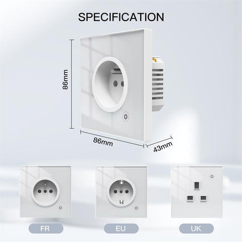 ZigBee Smart Wall Socket Glass Panel Outlet Power Monitor tuya Wireless -CE00598-Veeddydropshipping