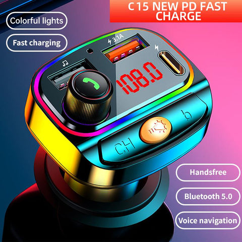Car Bluetooth 5.0 Charger FM Transmitter Handsfree-PA01175-Veeddydropshipping