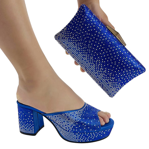 Matching Set Bling Bling Birthday Party Shoe with Bag Chunky Platform-BS00850-Veeddydropshipping