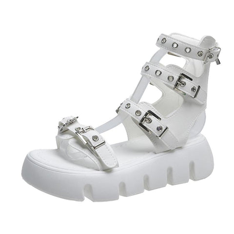 Platform Gladiator Shoes Fashion Belt Buckle Street Punk-BS00888-Veeddydropshipping