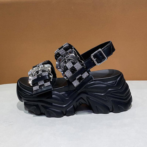Summer Bling Platform Slippers Woman Thick Bottom Flip-BS00878-Veeddydropshipping