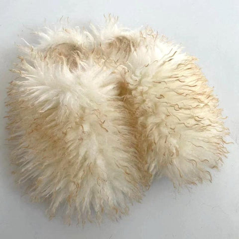 Fake Lamb Skin Slides Long Hair Faux Mongolian Sheep-BS01264-Veeddydropshipping