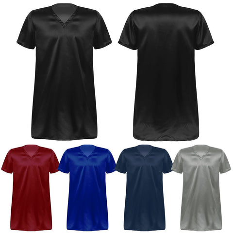Sleep Tops V Neck Short Sleeve Sleepwear Soft Nightclothes Sides Split-MF01607-Veeddydropshipping
