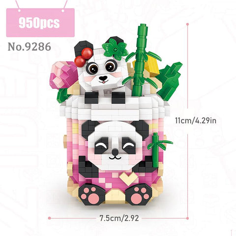 Cute Panda Mini Building Blocks DIY Animal Panda 3D Model Milk Tea Cup-TB01483-Veeddydropshipping